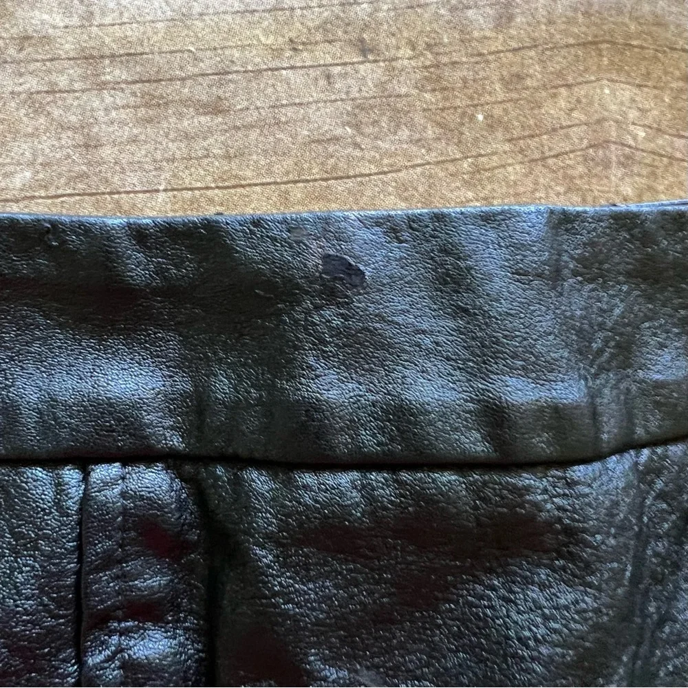 Et Clet‎ Black Faux Leather Mini Skort Shorts Front Pockets Zip Fly Size Large
